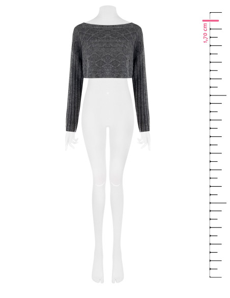 Maglione Corto A Maglia Intrecciata Orizzontalmente Rinascimento - Grigio