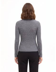 Pull ajusté côtelé à col polo avec boutons bijou Rinascimento 2