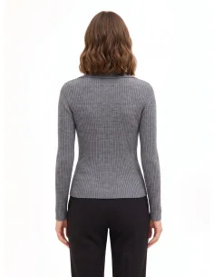Fitted Ribbed Polo Sweater with Jewel Buttons Rinascimento 2