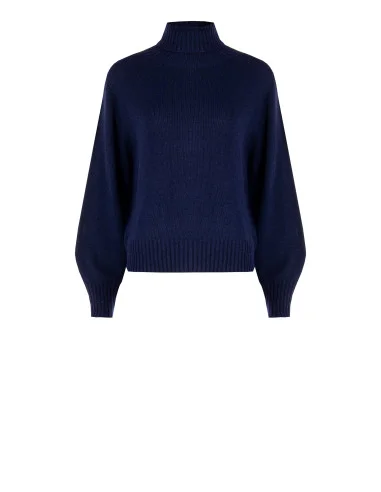 Pull à col roulé en mélange de laine vierge Rinascimento - Bleu