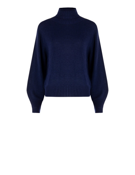 Maglione Dolcevita In Misto Lana Vergine Rinascimento - Blu