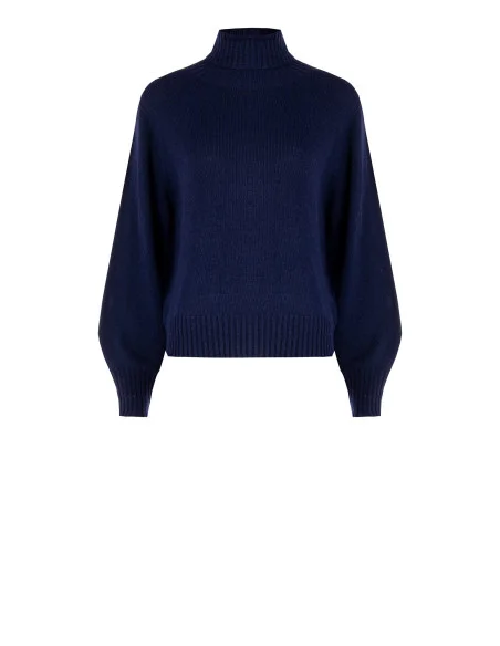 Maglione Dolcevita In Misto Lana Vergine Rinascimento - Blu