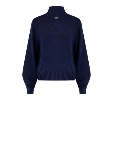Rinascimento Virgin Wool Blend Turtleneck Sweater - Blue