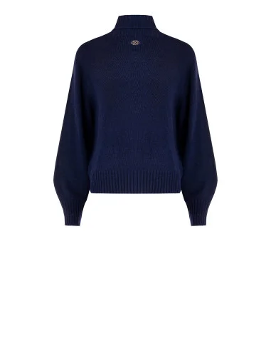 Rinascimento Virgin Wool Blend Turtleneck Sweater - Blue