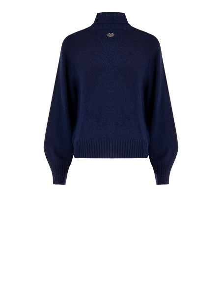Pull à col roulé en mélange de laine vierge Rinascimento - Bleu