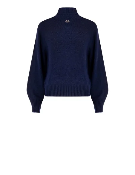 Pull à col roulé en mélange de laine vierge Rinascimento - Bleu