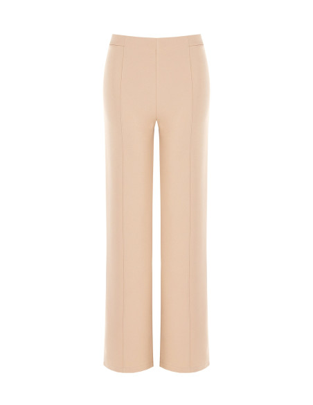 Pantalon palazzo en crêpe scuba à taille élastiquée Rinascimento - Beige taupe