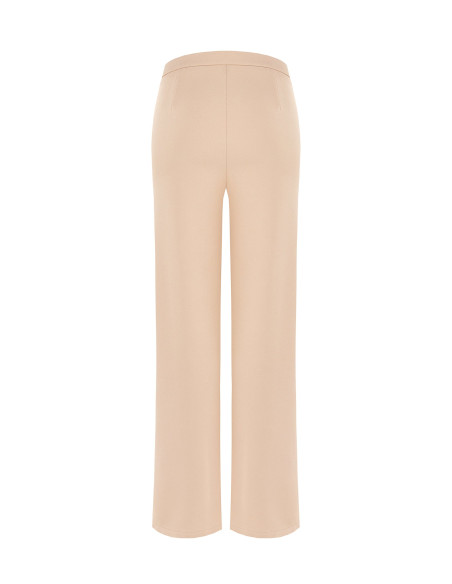 Pantalon palazzo en crêpe scuba à taille élastiquée Rinascimento - Beige taupe