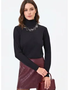 Maglione Dolcevita Con Logo Rr Ricamato Rinascimento - Nero