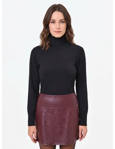 Turtleneck Sweater with Embroidered RR Logo Rinascimento - Black