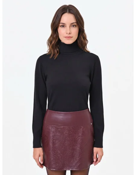 Maglione Dolcevita Con Logo Rr Ricamato Rinascimento - Nero