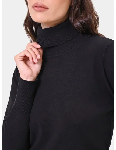 Turtleneck Sweater with Embroidered RR Logo Rinascimento - Black
