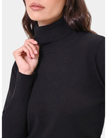 Turtleneck Sweater with Embroidered RR Logo Rinascimento - Black