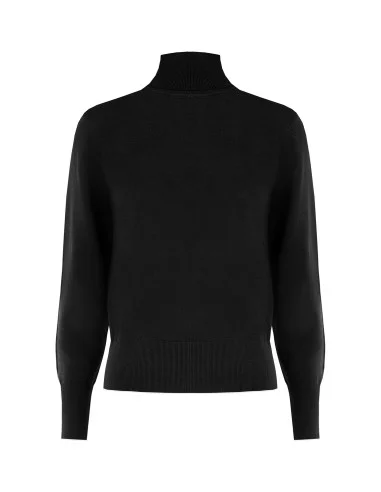 Turtleneck Sweater with Embroidered RR Logo Rinascimento - Black