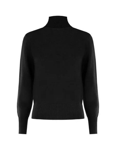 Turtleneck Sweater with Embroidered RR Logo Rinascimento - Black