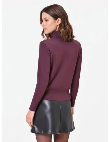 Turtleneck Sweater with Embroidered RR Logo Rinascimento - Burgundy
