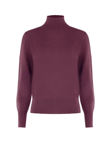 Turtleneck Sweater with Embroidered RR Logo Rinascimento - Burgundy