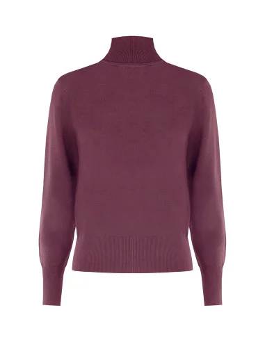 Turtleneck Sweater with Embroidered RR Logo Rinascimento - Burgundy