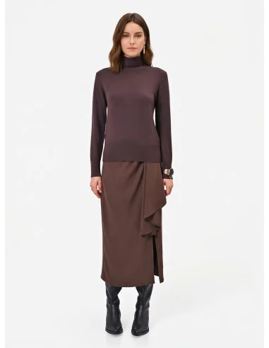 Turtleneck Sweater with Embroidered RR Logo Rinascimento - Dark Brown
