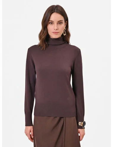 Maglione Dolcevita Con Logo Rr Ricamato Rinascimento - Moro