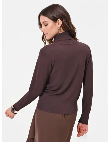 Pull à col roulé avec logo Rr brodé Rinascimento - Marron foncé