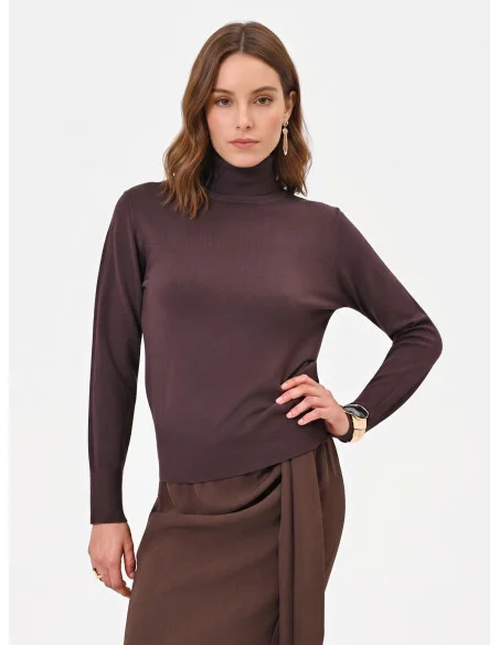 Maglione Dolcevita Con Logo Rr Ricamato Rinascimento - Moro