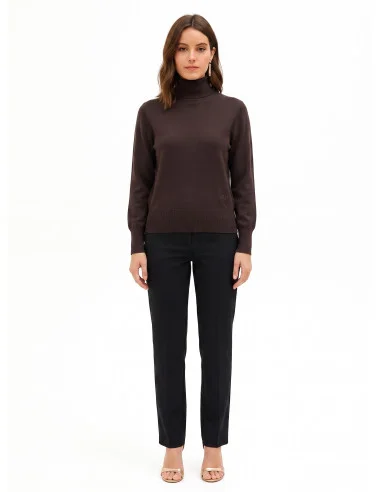 Turtleneck Sweater with Embroidered RR Logo Rinascimento - Dark Brown