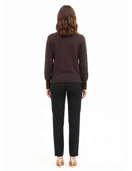Turtleneck Sweater with Embroidered RR Logo Rinascimento - Dark Brown
