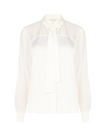 Fluid Satin and Georgette Blouse with Tie Rinascimento