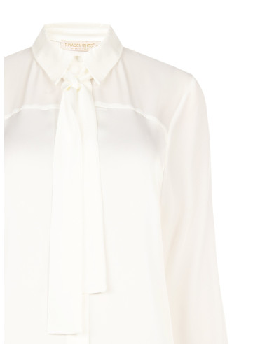 Blouse fluide en satin et georgette avec cravate Rinascimento
