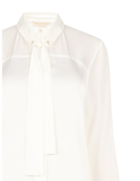 Fluid Satin and Georgette Blouse with Tie Rinascimento