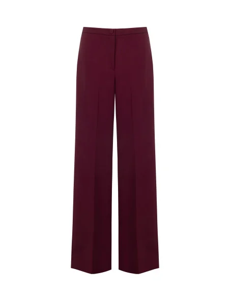 Palazzo Trousers in Cadi Fabric Without Pockets Rinascimento - Bordeaux