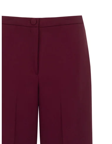 Palazzo Trousers in Cadi Fabric Without Pockets Rinascimento - Bordeaux