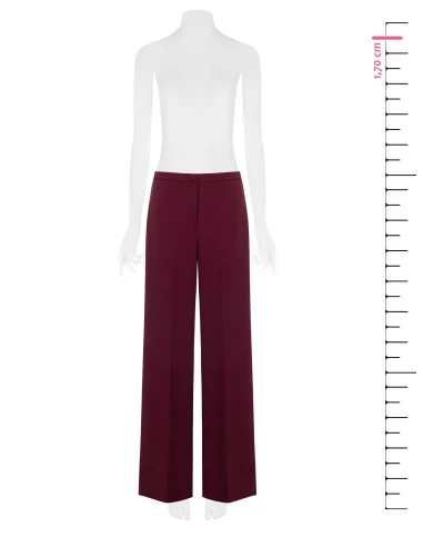 Palazzo Trousers in Cadi Fabric Without Pockets Rinascimento - Bordeaux