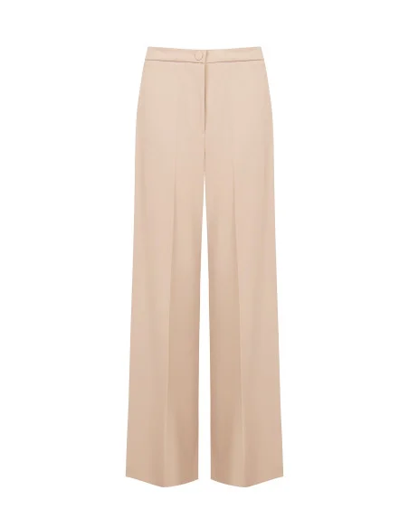 Palazzo Trousers in Cadi Fabric Without Pockets Rinascimento - Beige Taupe