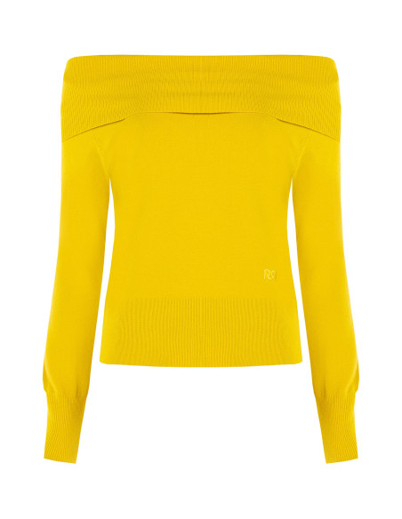 Off-the-shoulder jumper with embroidered ‘Rr’ logo – Rinascimento -...