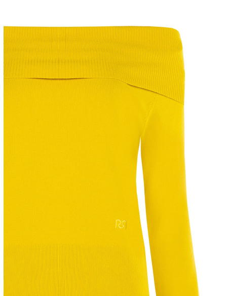Off-the-shoulder jumper with embroidered ‘Rr’ logo – Rinascimento -...