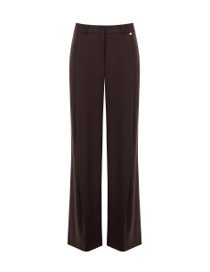 Pantalon palazzo en polyviscose avec pli sur le devant Rinascimento - Marron foncé