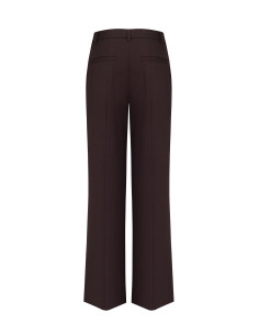 Palazzo Trousers in Polyviscose with Front Pleat Rinascimento - Dark Brown 2