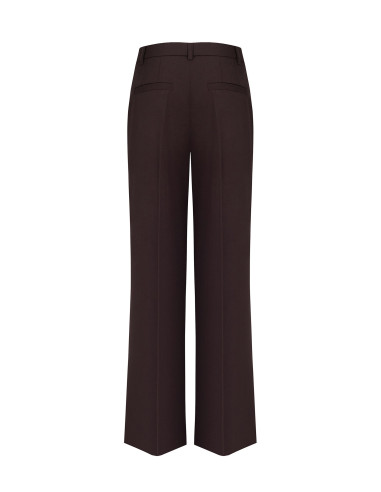 Pantalon palazzo en polyviscose avec pli sur le devant Rinascimento - Marron foncé