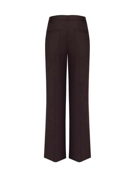 Pantalon palazzo en polyviscose avec pli sur le devant Rinascimento - Marron foncé