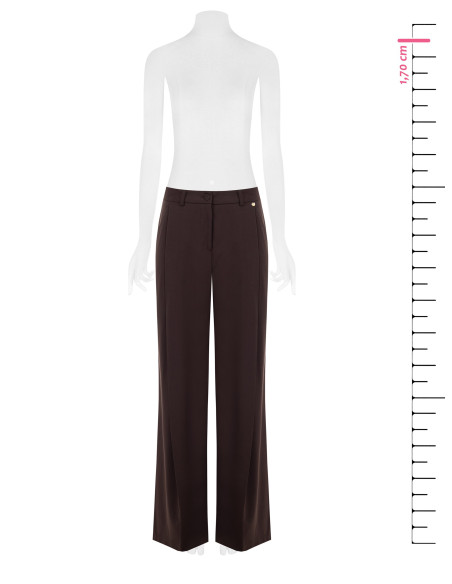 Palazzo Trousers in Polyviscose with Front Pleat Rinascimento - Dark Brown