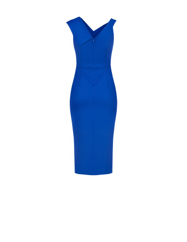 Fitted Longline Blazer Jacket in Milano Stitch Rinascimento - China Blue