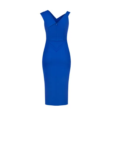 Veste blazer cintrée longue en jersey milano Rinascimento - Bleu Chine