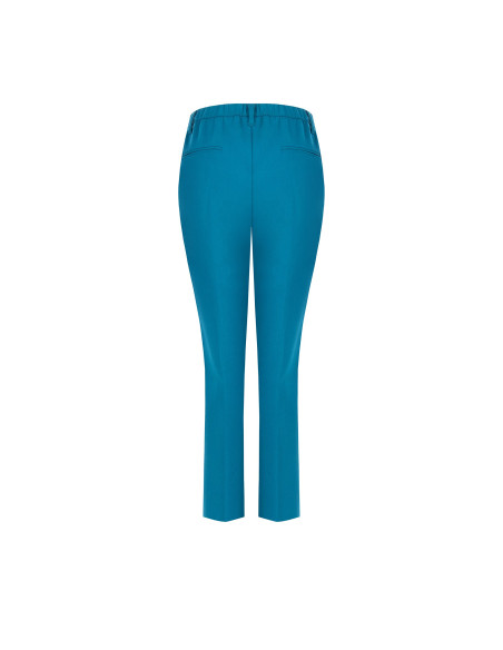 Pantaloni A Sigaretta Cropped In Poliviscosa Con Elastico Dietro Rinascimento - Blu Ottanio