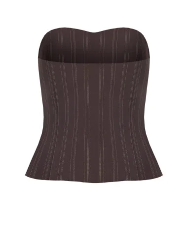 Top Corsetto Gessato A Fascia Con Bottoni Dorati Rinascimento - Testa Di Moro