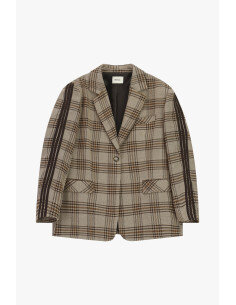 Blazer A Quadri Con Righe Sulle Maniche Dixie - Beige