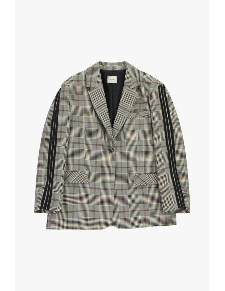 Blazer A Quadri Con Righe Sulle Maniche Dixie - Grigio