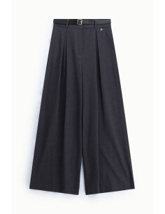 Pantaloni Palazzo Vita Alta Con Pince E Cintura Dixie - Grigio Scuro 2