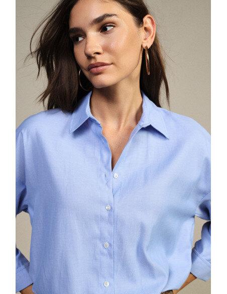 Camicia Over Con Maniche A Tre Quarti Dixie - Celeste
